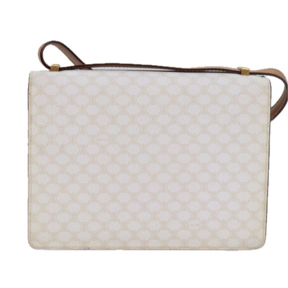 CELINE Macadam Canvas Shoulder Bag PVC White - Picture 2 of 15